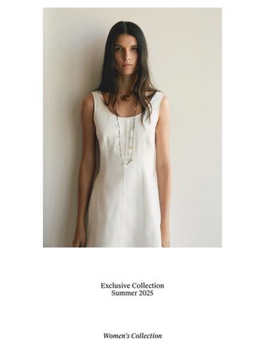 Zara 100% cotton denim midi dress - Oyster-white