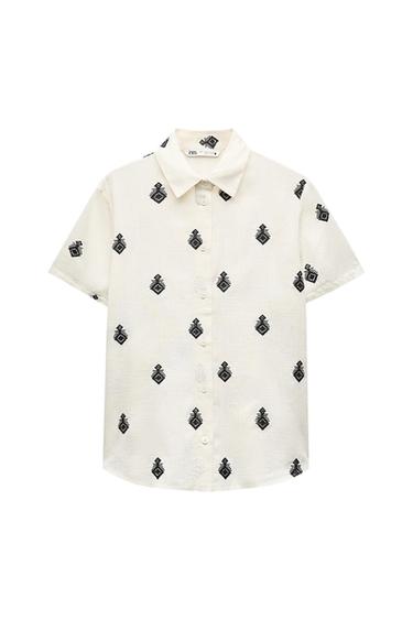 CONTRAST EMBROIDERED SHIRT ZW COLLECTION