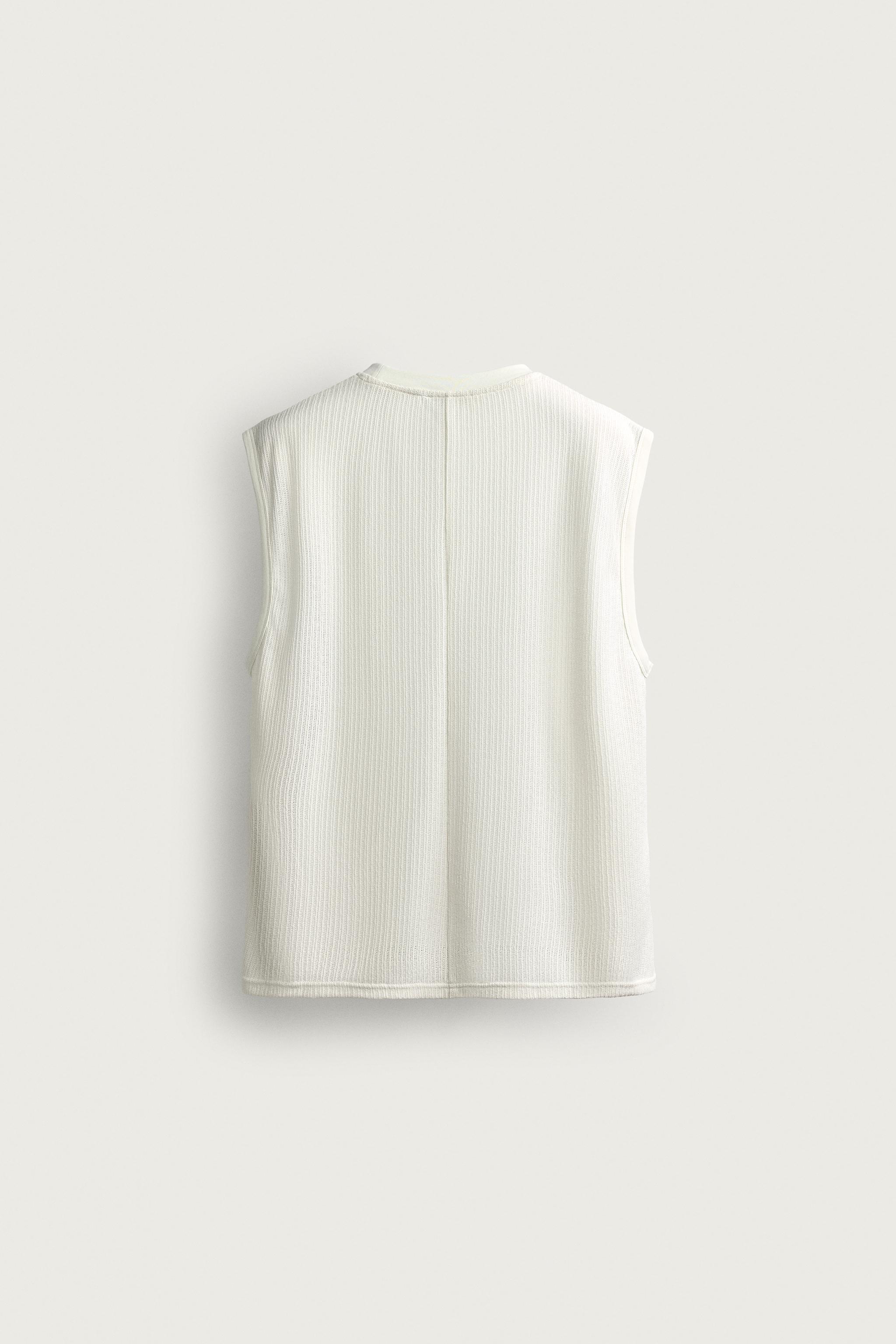 Мужские топы Zara COMBINATION EMBROIDERY TEXTURED TANK TOP — фото 7
