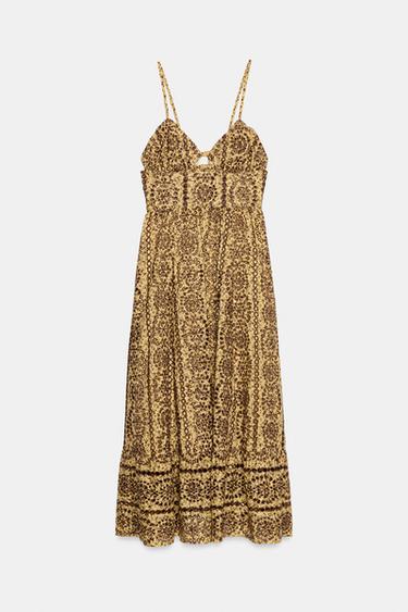 MIDI DRESS WITH CUTWORK EMBROIDERY AND CUT-OUT DETAIL - Brown by Zara - Image 8
