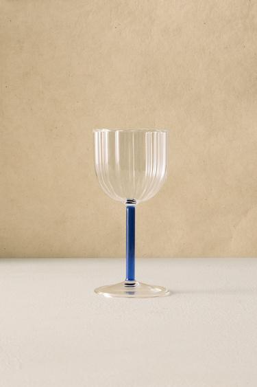 Zara BOROSILICATE GLASS WITH COLORED STEM - Blue