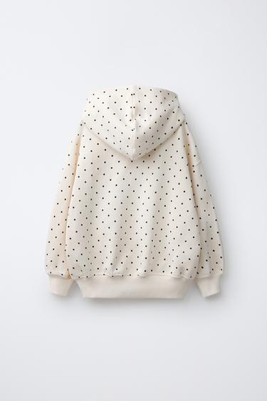 SWEAT À CAPUCHE TAUPE ET INSCRIPTION - Écru de Zara - Image 1