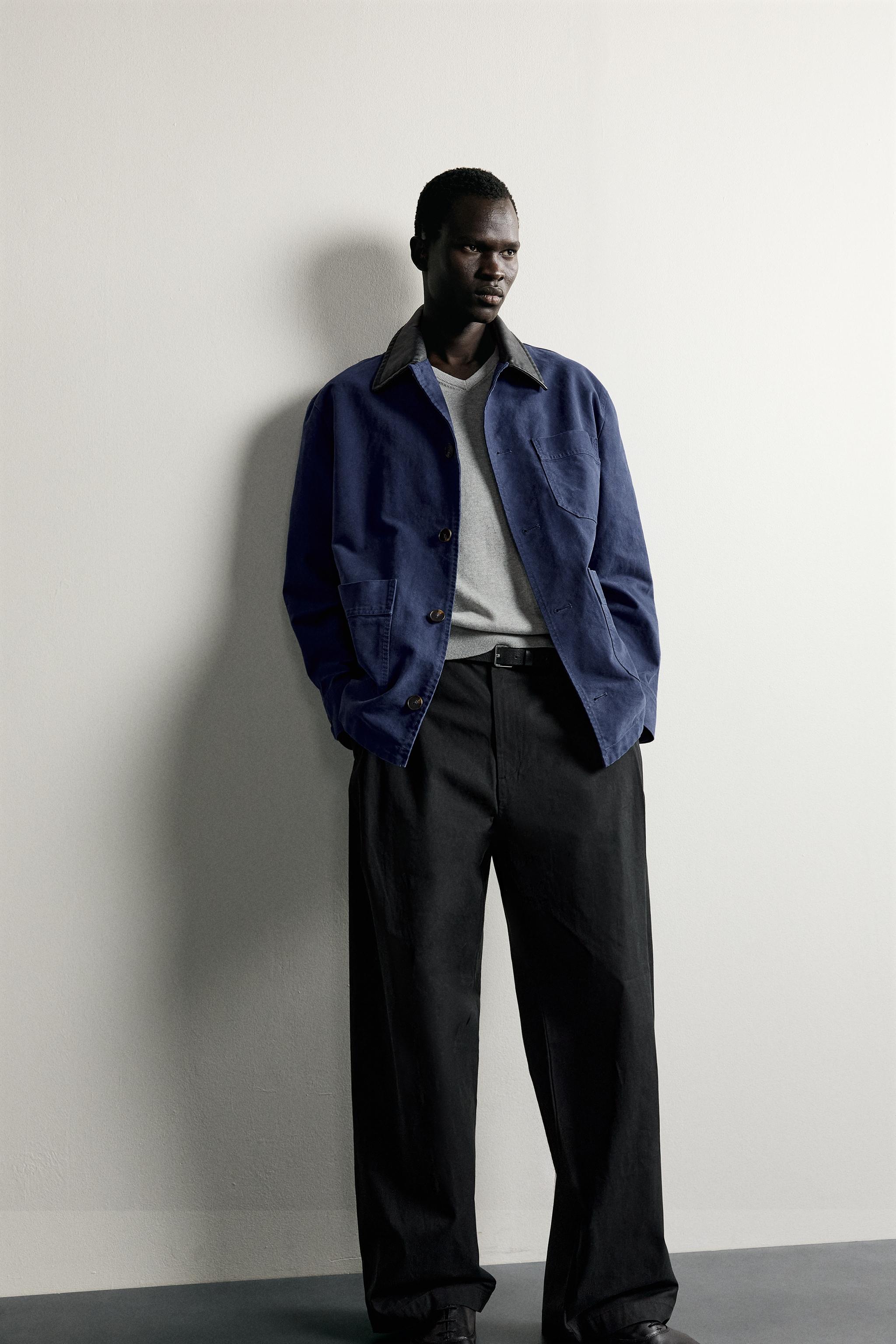STRAIGHT-FIT PANTS WITH SIDE PLEATS