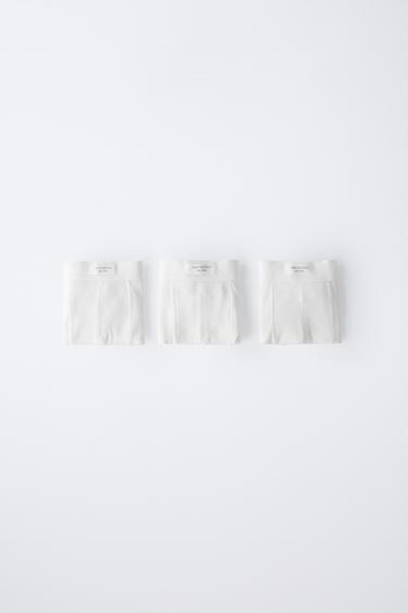 2-6 JAAR/ SET VAN DRIE RIB BOXERSHORTS MET LABEL - Ecru van Zara - Afbeelding 0