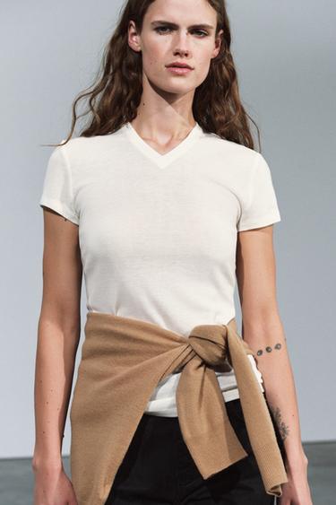 WOOL T-SHIRT — Oyster-white 1