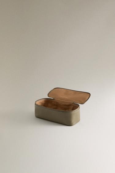 SMALL LEATHER WASH BAG - Khaki Green by Zara - Image 4