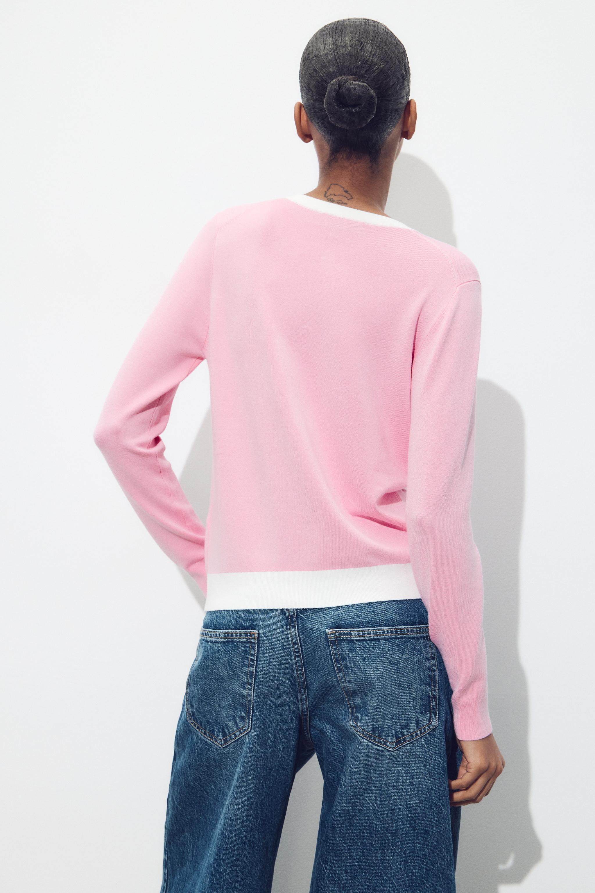 ZARA 配色トリムニットジャケット 8851/003 ZARA】配色トリムニットジャケット 青色/白色 | 8851/003/044