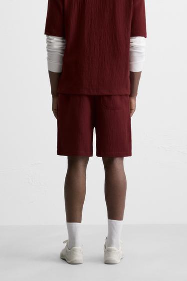 TEXTURED JOGGER BERMUDA SHORTS - Mid-red by Zara - Image 2
