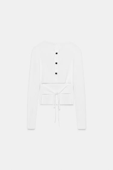 TOP EN MAILLE BOULES DOS - Blanc de Zara - Image 3