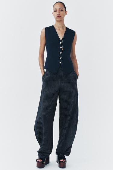 TOP ROMPI RAJUTAN POLOS - Biru navy dari Zara
