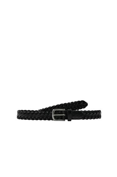 BRAIDED LEATHER BELT - Black by Zara