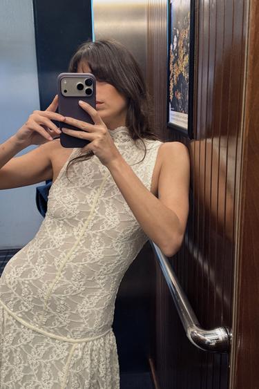 LONG LACE DRESS - Ecru by Zara - Image 2