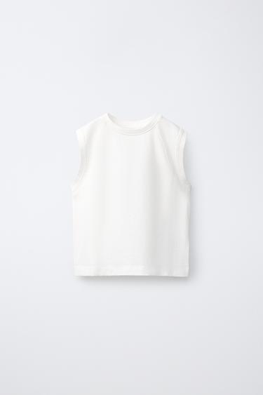 PLAIN SLEEVELESS T-SHIRT - White by Zara - Image 0