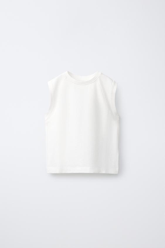 PLAIN SLEEVELESS T-SHIRT - White de Zara - Imagen 0