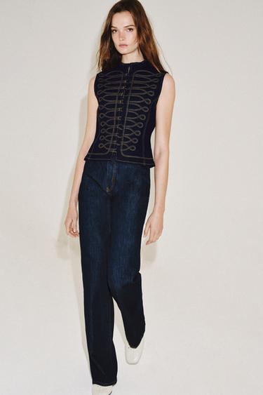 GILET EN JEAN AVEC BRANDENBOURGS ZW COLLECTION - Bleu de Zara - Image 5