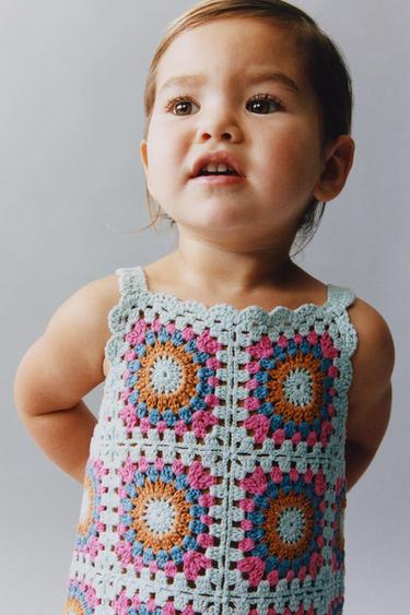 Zara CROCHET KNIT DRESS - Multicolored
