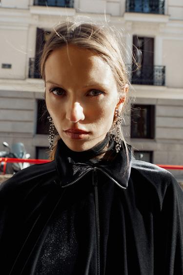 BLOUSON BOMBER EN VELOURS - Noir de Zara - Image 5