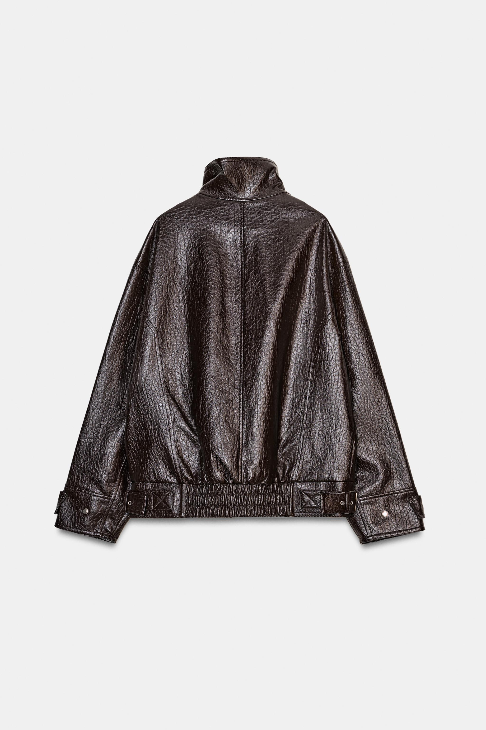 ZWコレクション フェイクレザージャケット - ブラウン | ZARA Japan / 日本