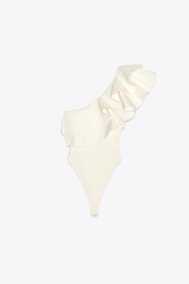 COMBINED ASYMMETRIC BODYSUIT - Ecru by Zara - Image 6