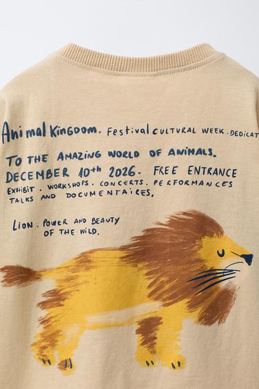 LION PRINT T-SHIRT - Beige by Zara - Image 3