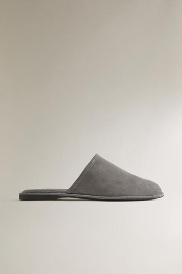 LEDER-HAUSSCHUH MIT ETUI - Grau von Zara