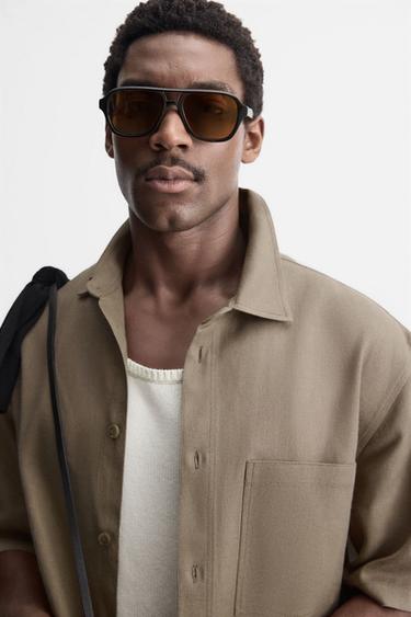 VISCOSE AND JUTE SHIRT - Mink by Zara - Image 4