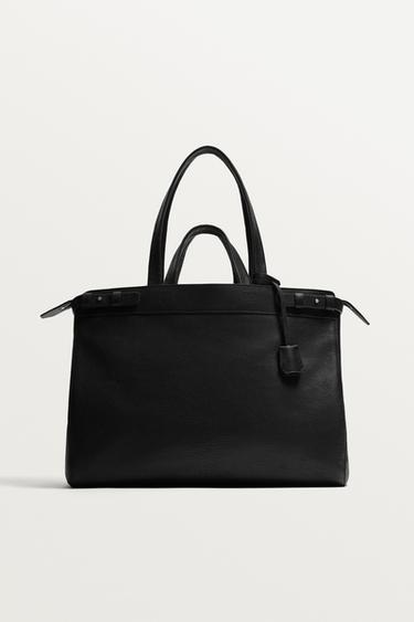 SAC SHOPPER EN CUIR - Noir de Zara