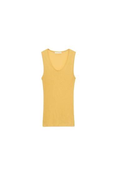 SUPIMA® SLEEVELESS T-SHIRT - Mustard by Zara