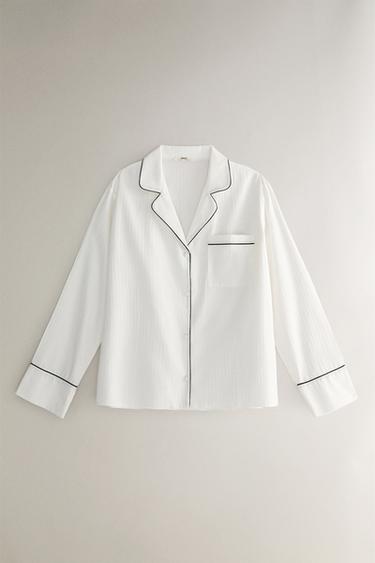 STRIPED JACQUARD SHIRT - Oyster-white by Zara