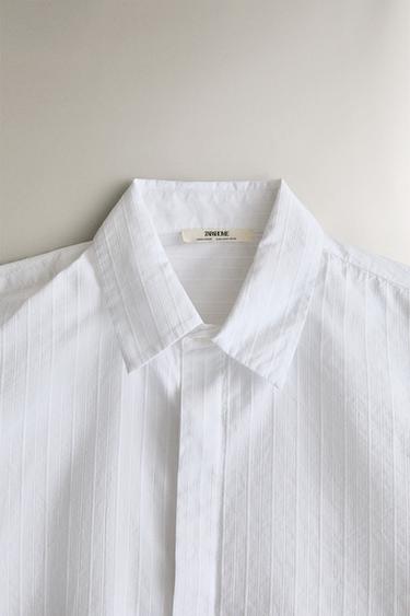 LONG SLEEVE COTTON SHIRT - Oyster-white by Zara - Image 1
