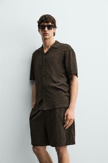 SHORT JACQUARD GÉOMÉTRIQUE - Marron de Zara - Image 4