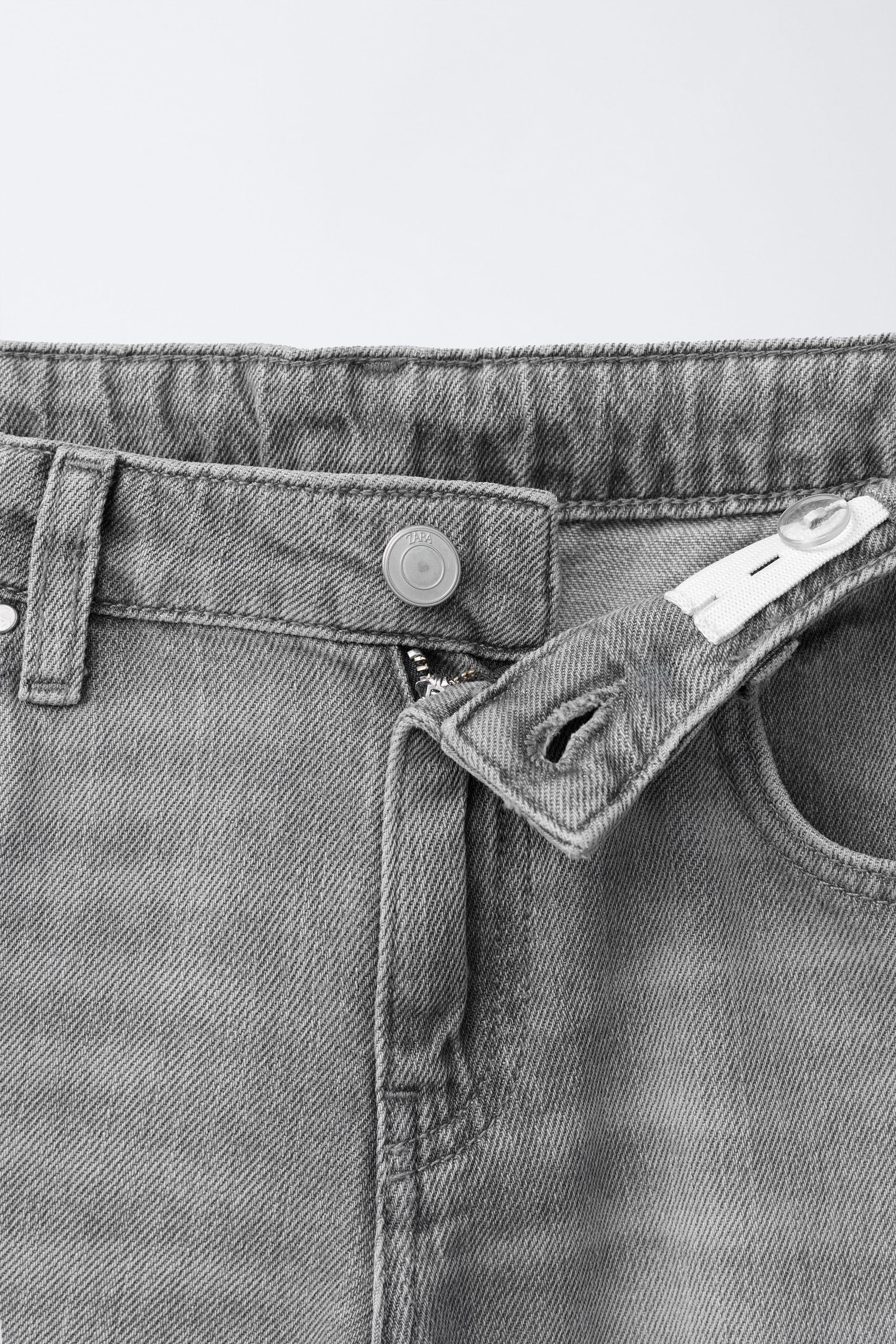 スタッズ付きワイドレッグデニムパンツ - グレー | ZARA Japan