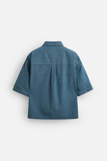CHEMISE EN JEAN RELAXED FIT - Bleu / Vert de Zara - Image 6