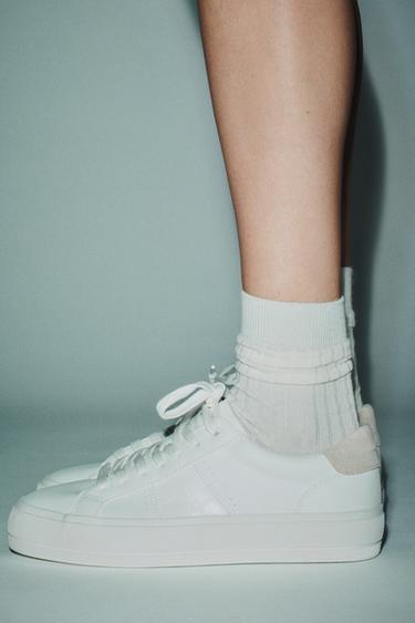 SNEAKERS WITH TOPSTITCH DETAIL - White by Zara - Image 2