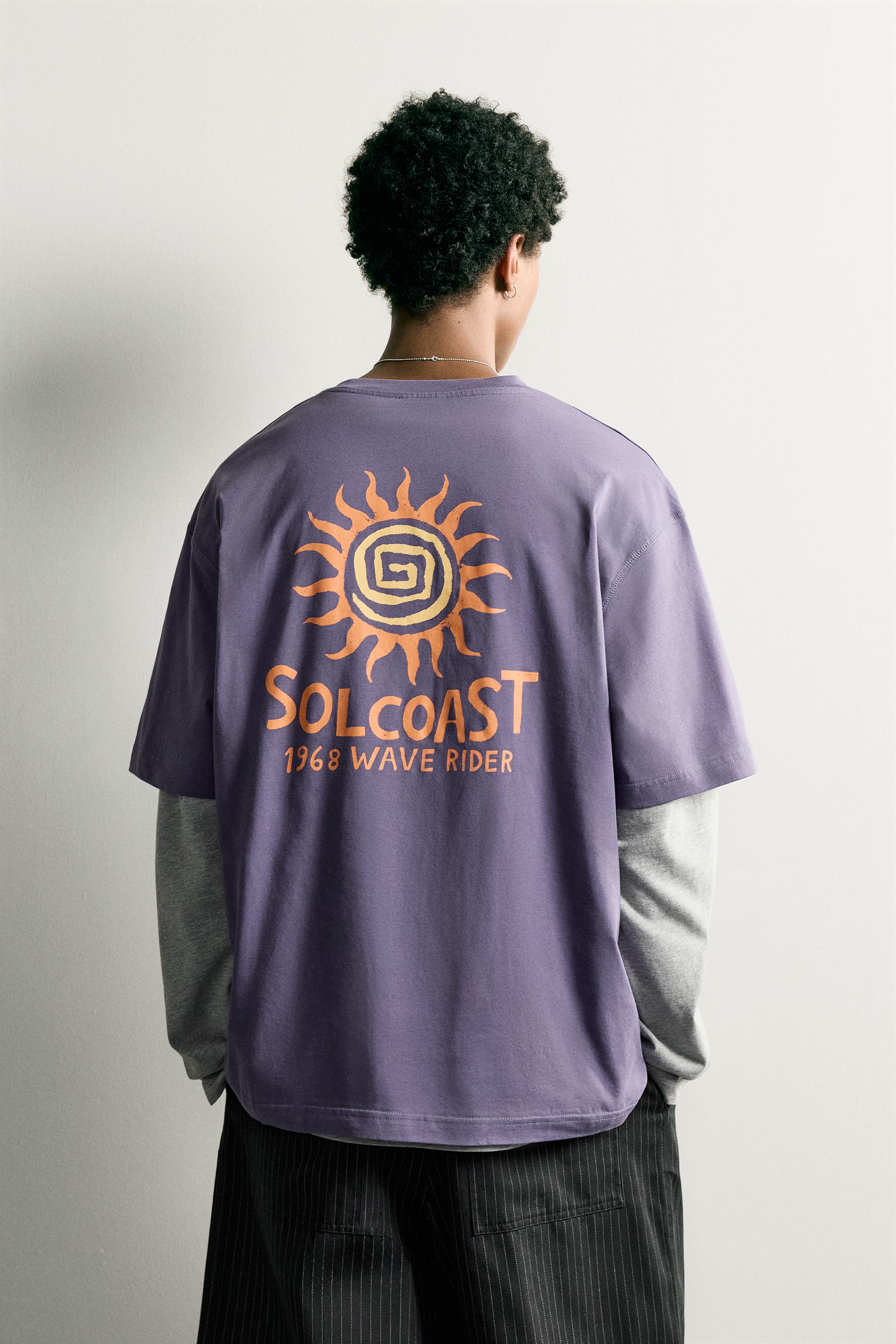 Zara KONTRAST BASKILI RELAXED FİT T-SHIRT görsel 3