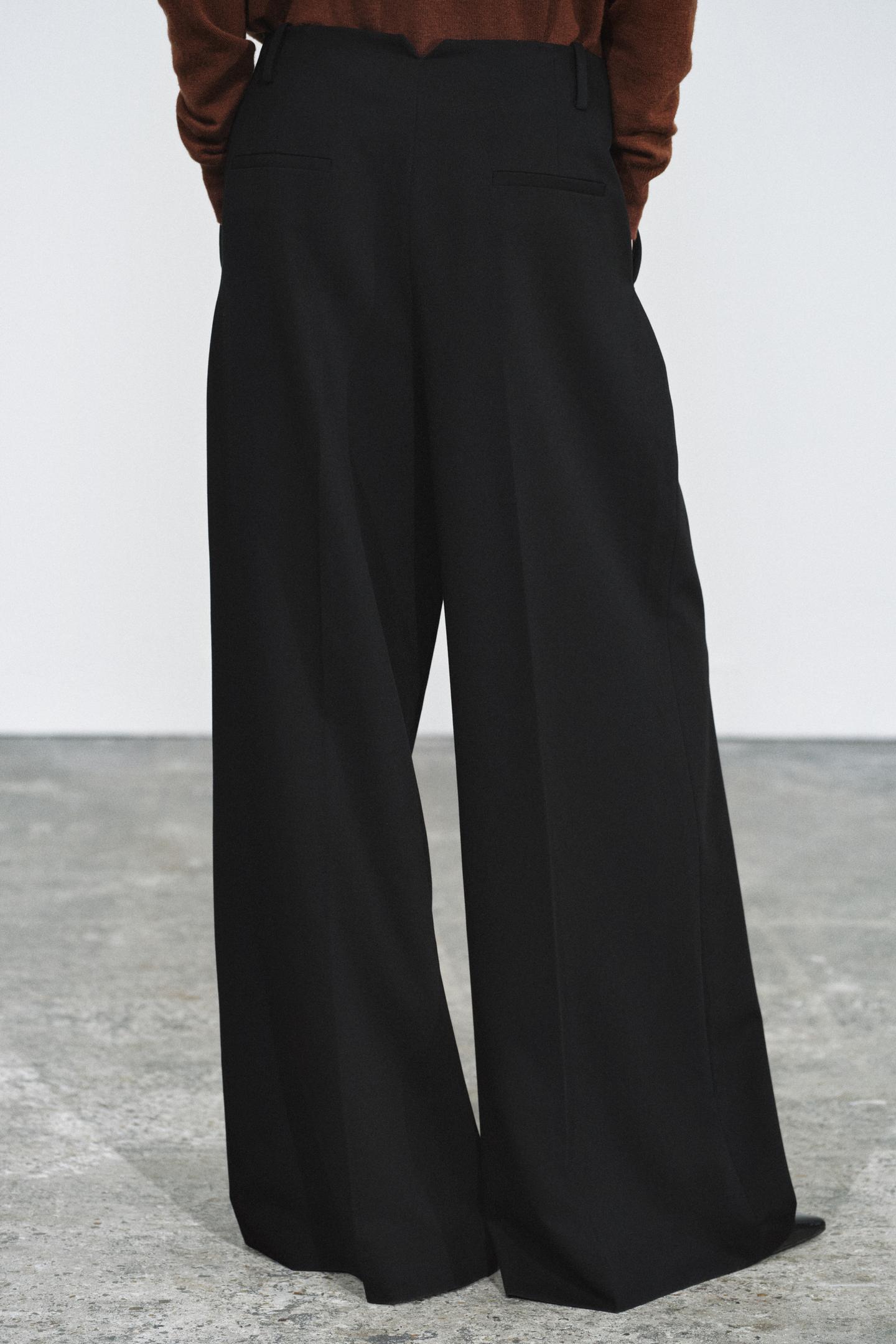Женские брюки Zara ZW Collection Pleated, цвет: Чёрный — фото 4