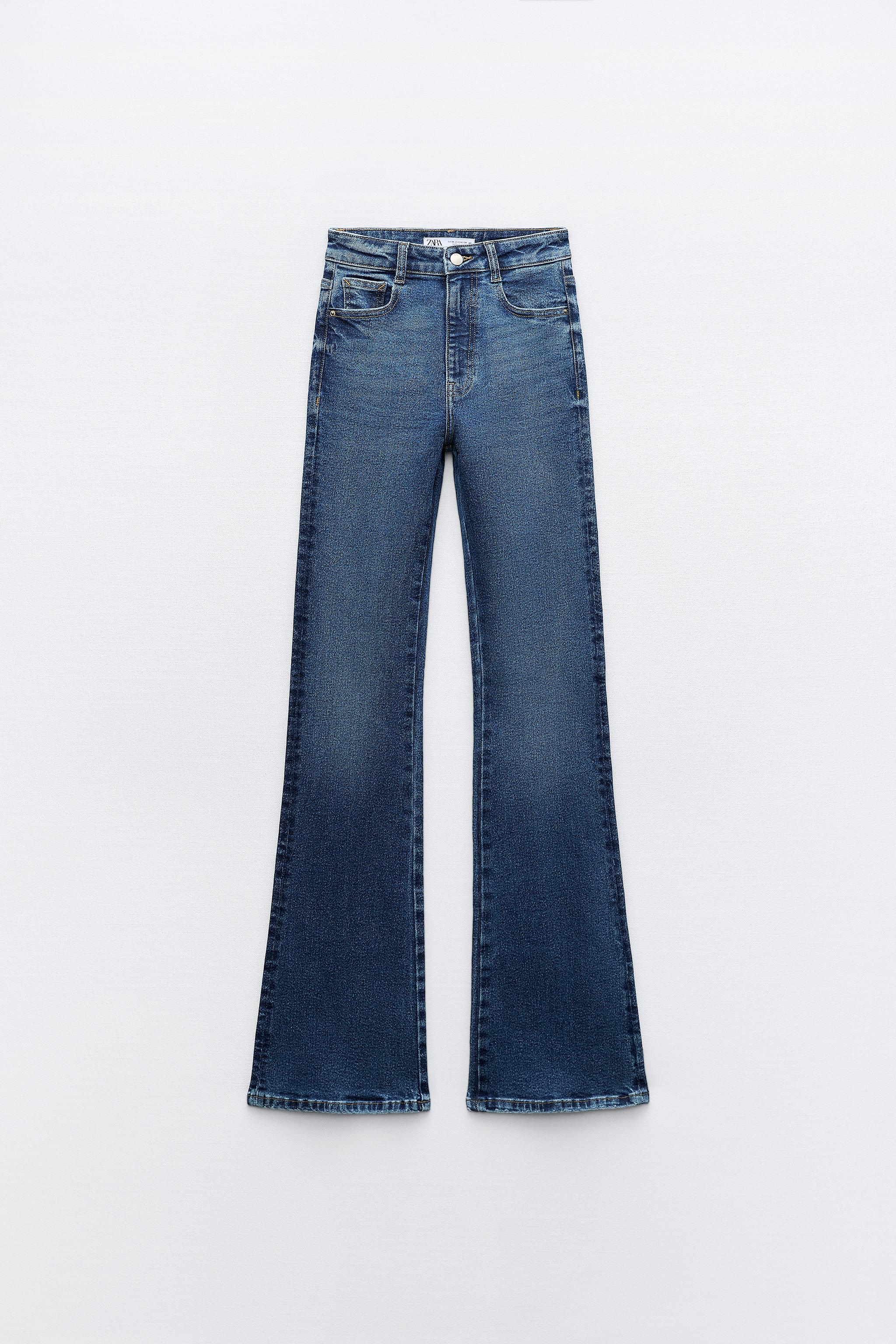 ZARA Woman JEANS, FLARED FULL LENGTH JEANS Blue