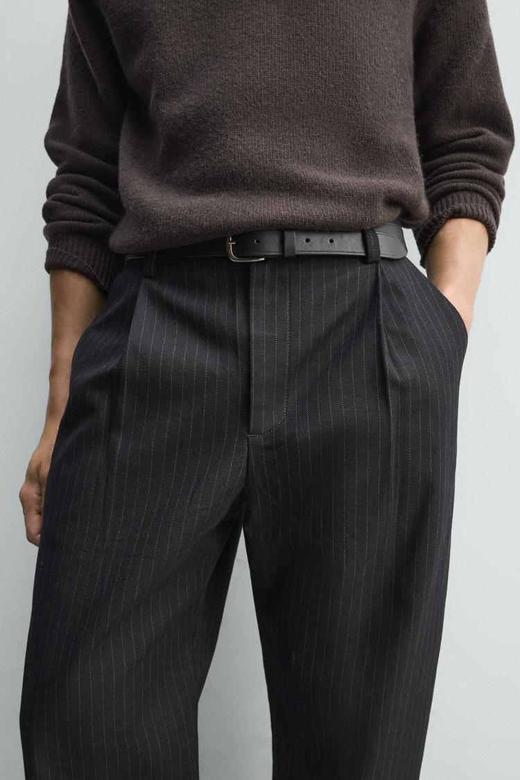 ZARA RELAXED FIT PINSTRIPE TROUSERS