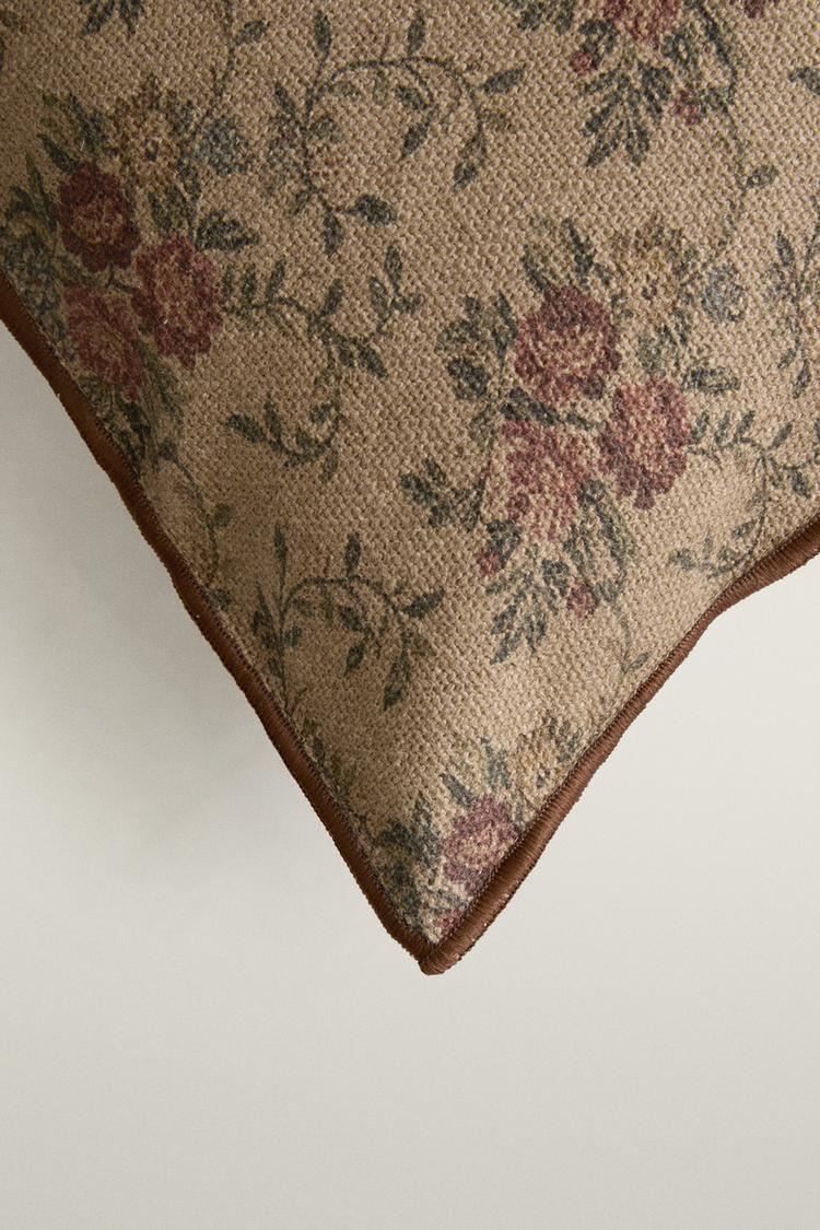 PRINTED LINEN CUSHION COVER — Light beige