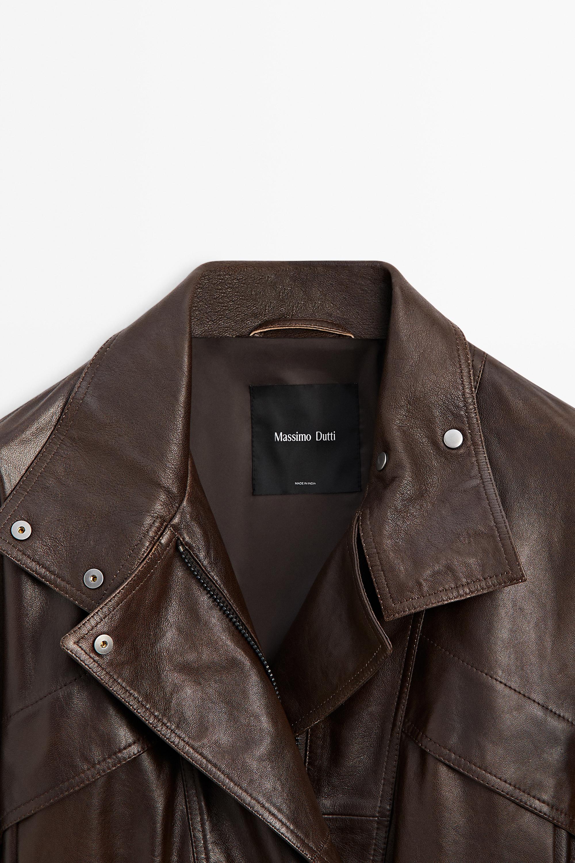 Cropped nappa leather bomber jacket