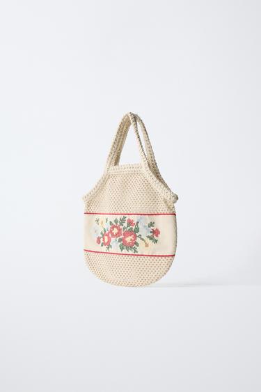 SAC SHOPPER RÉSILLE BRODÉ - Blanc écru de Zara - Image 1