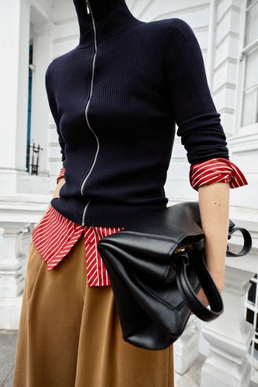 CHAQUETA ENTALLADA PUNTO CANALÉ - Marino de Zara