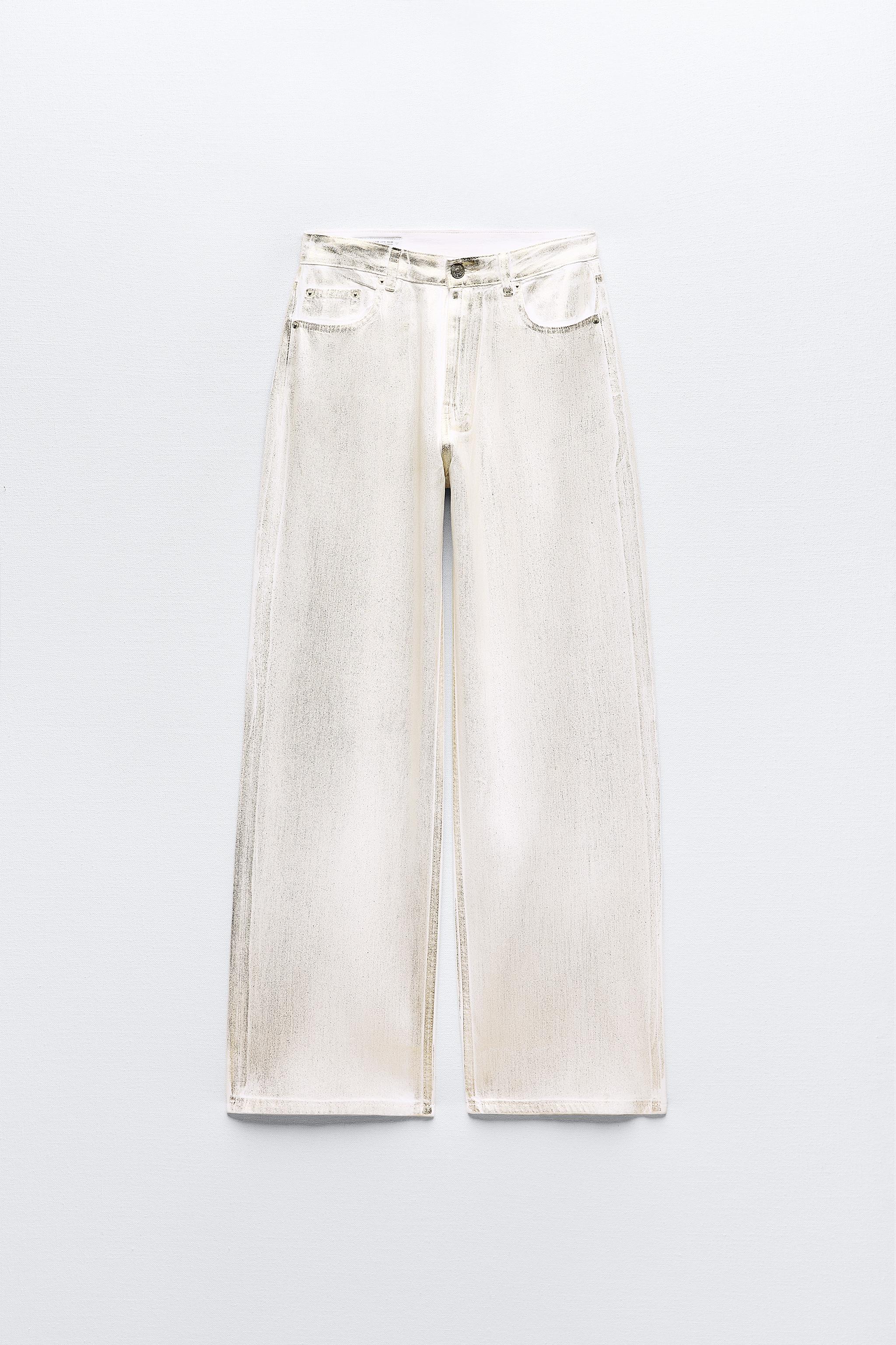 ZARA NEW WOMAN MID-WAIST METALLIC PRINT TROUSERS PANT GOLD XS-XXL 7102/508