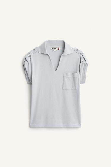 SHRT SLV TRRY PL - Faded blue by Zara