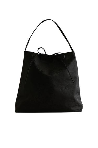 Zara JACQUARD TOTE BAG - Black