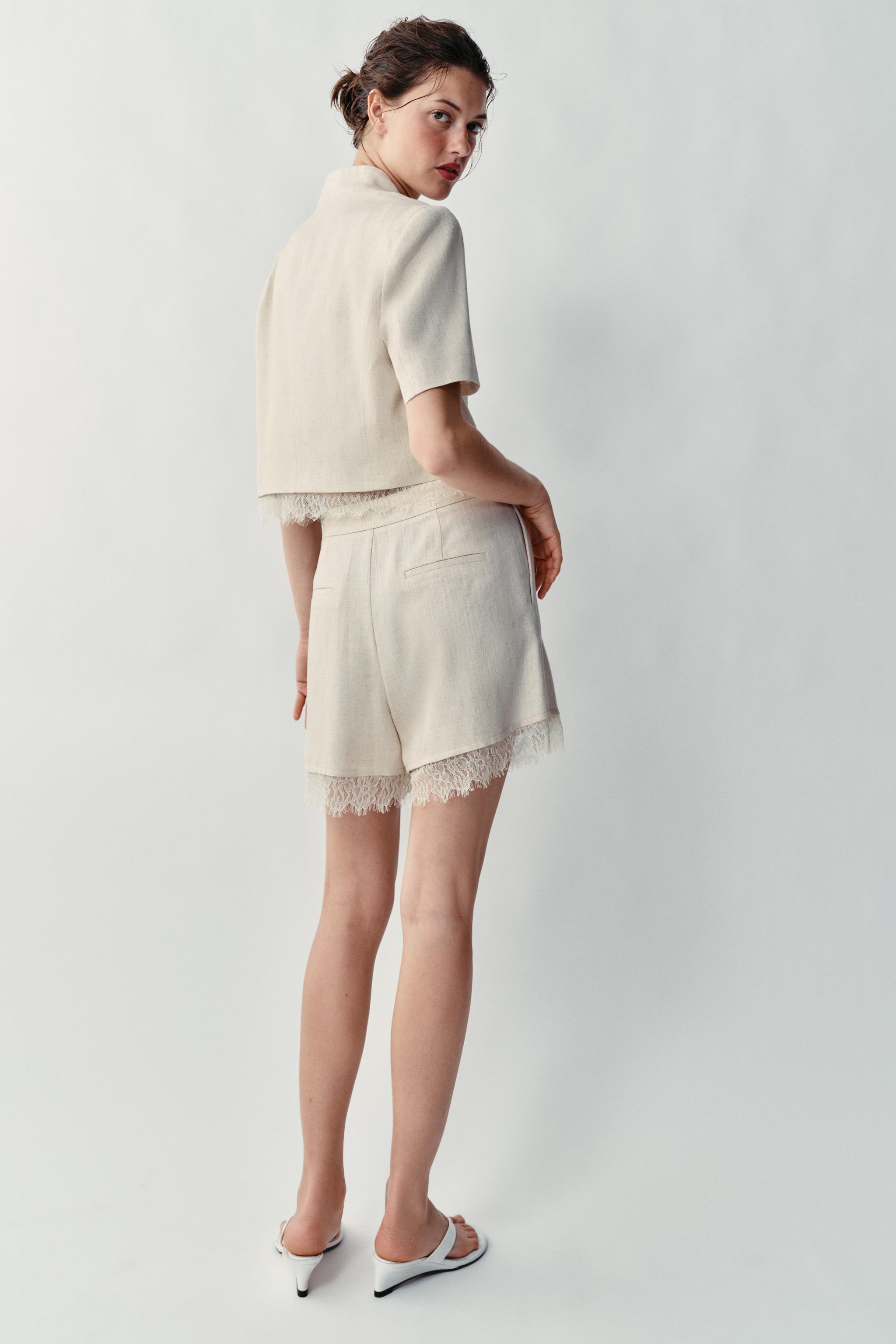 クロップドブレザー＆レースヘムショートパンツ セットアップ | ZARA 