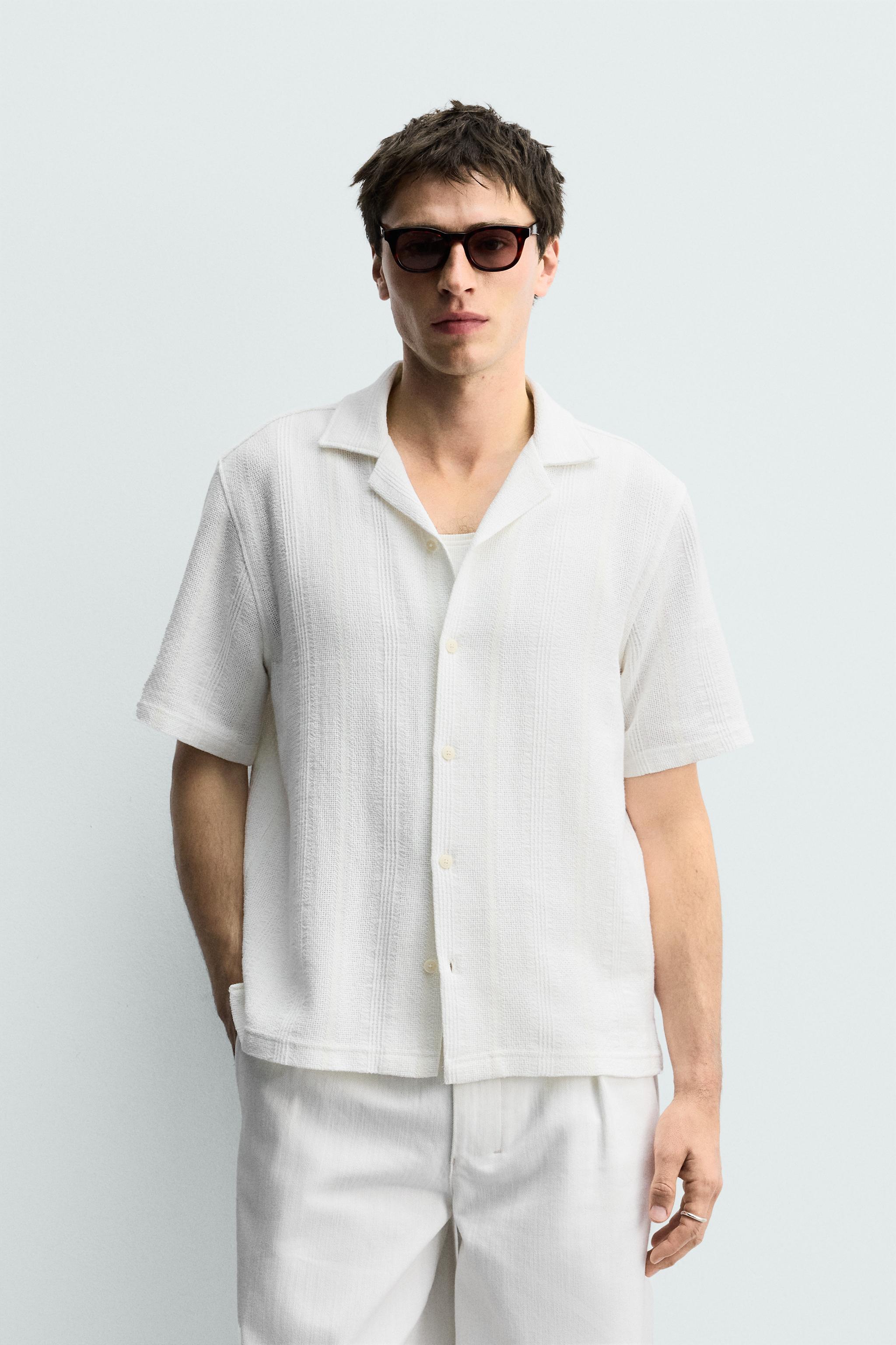 REGULAR FIT STRIPED JACQUARD SHIRT - Yellow | ZARA United States