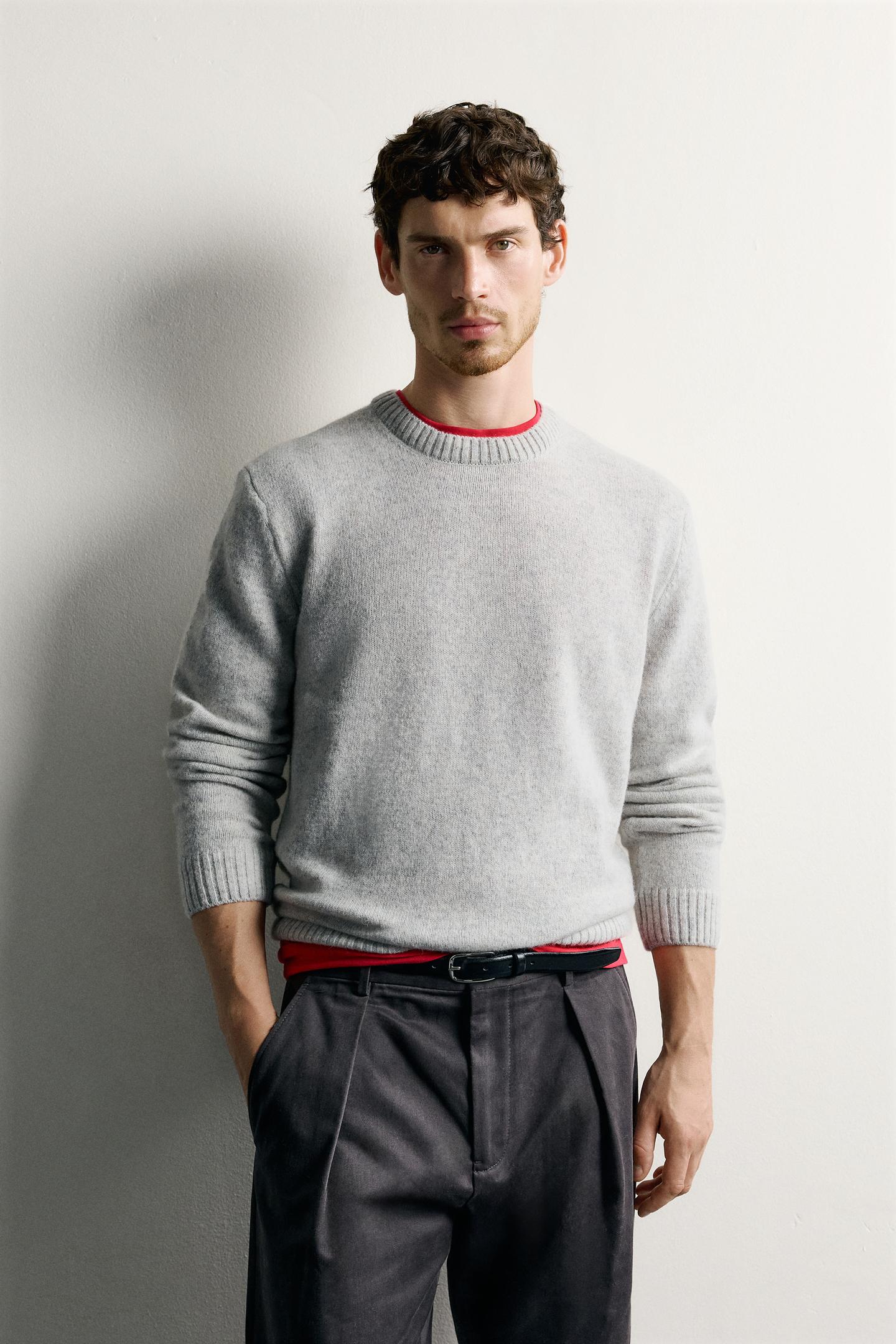 Мужской свитер Zara Regular Fit Wool Blend, цвет: Серый — фото 2