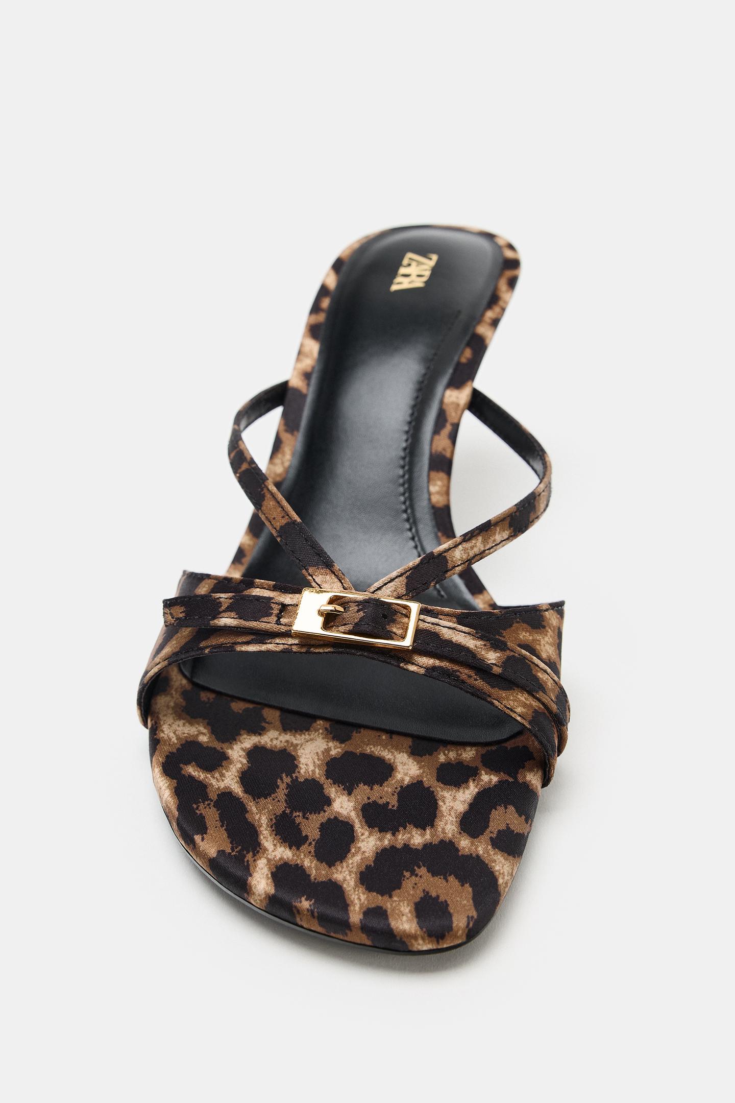 Женские сандалии Zara Printed Heeled, цвет: Леопардовый — фото 5