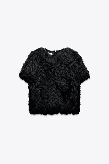 LIMITED EDITION FAUX FUR TOP - Black by Zara - Image 0